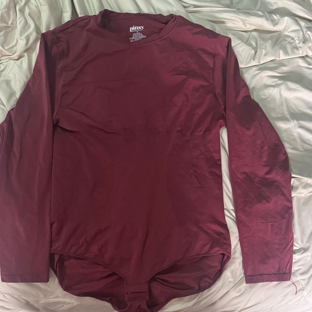 Pinsy Burgundy Long Sleeve Bodysuit
